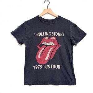 the Rolling Stones 1975 US Tour Graphic Tee faded black vintage style